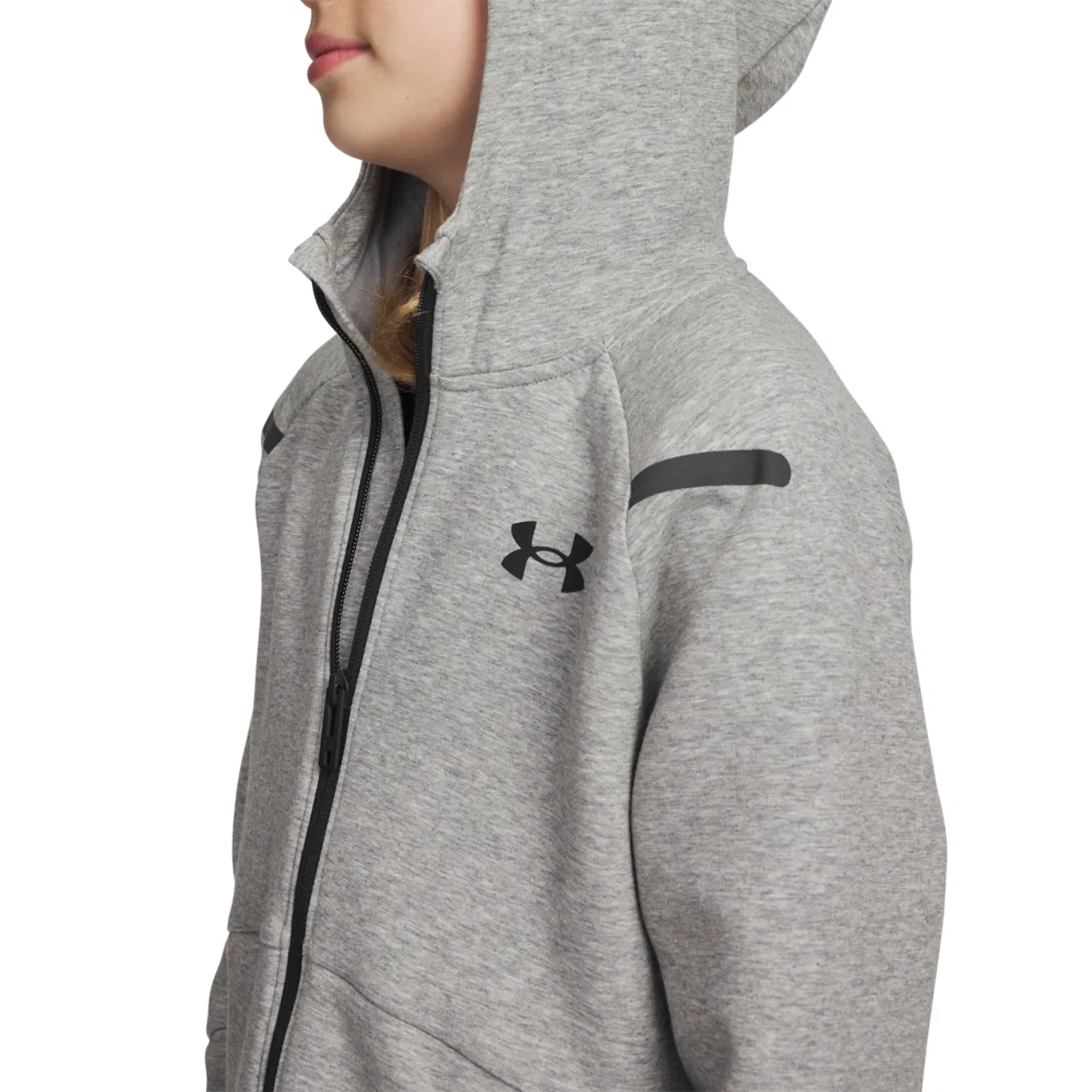 Детская толстовка на молнии Unstoppable Fleece Under Armour, цвет Black/Mod Gray — фото 3