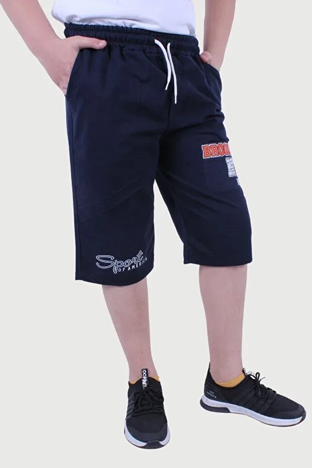 Детские шорты для мальчиков с принтом Fyk Kids, Navy Blue — фото 4