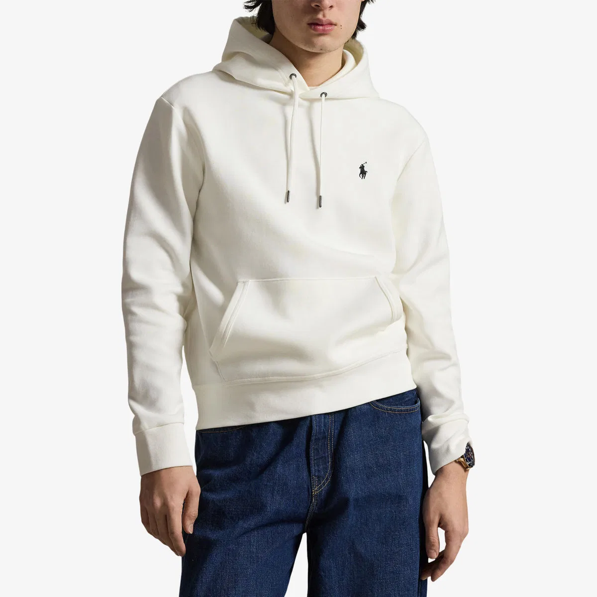 Худи из хлопковой смеси с вышитым логотипом и карманом-кенгуру Polo Ralph Lauren, белый — фото 3