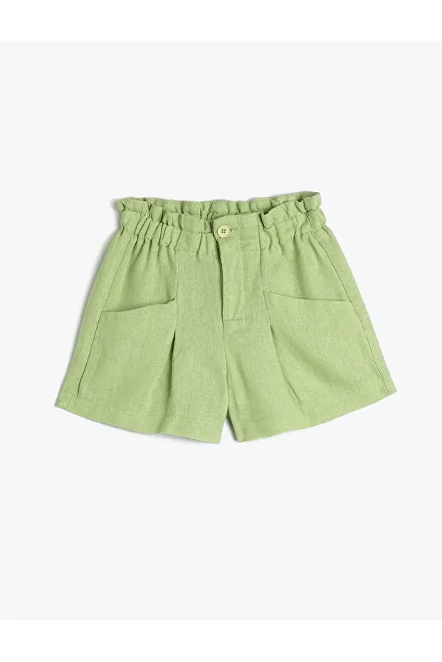 Детские шорты для девочек льняные с эластичным поясом Koton, Green