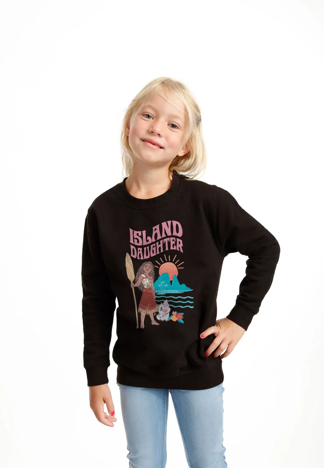 Толстовка с надписью "Moana 2 island daughter" Henry Tiger, Jet Black