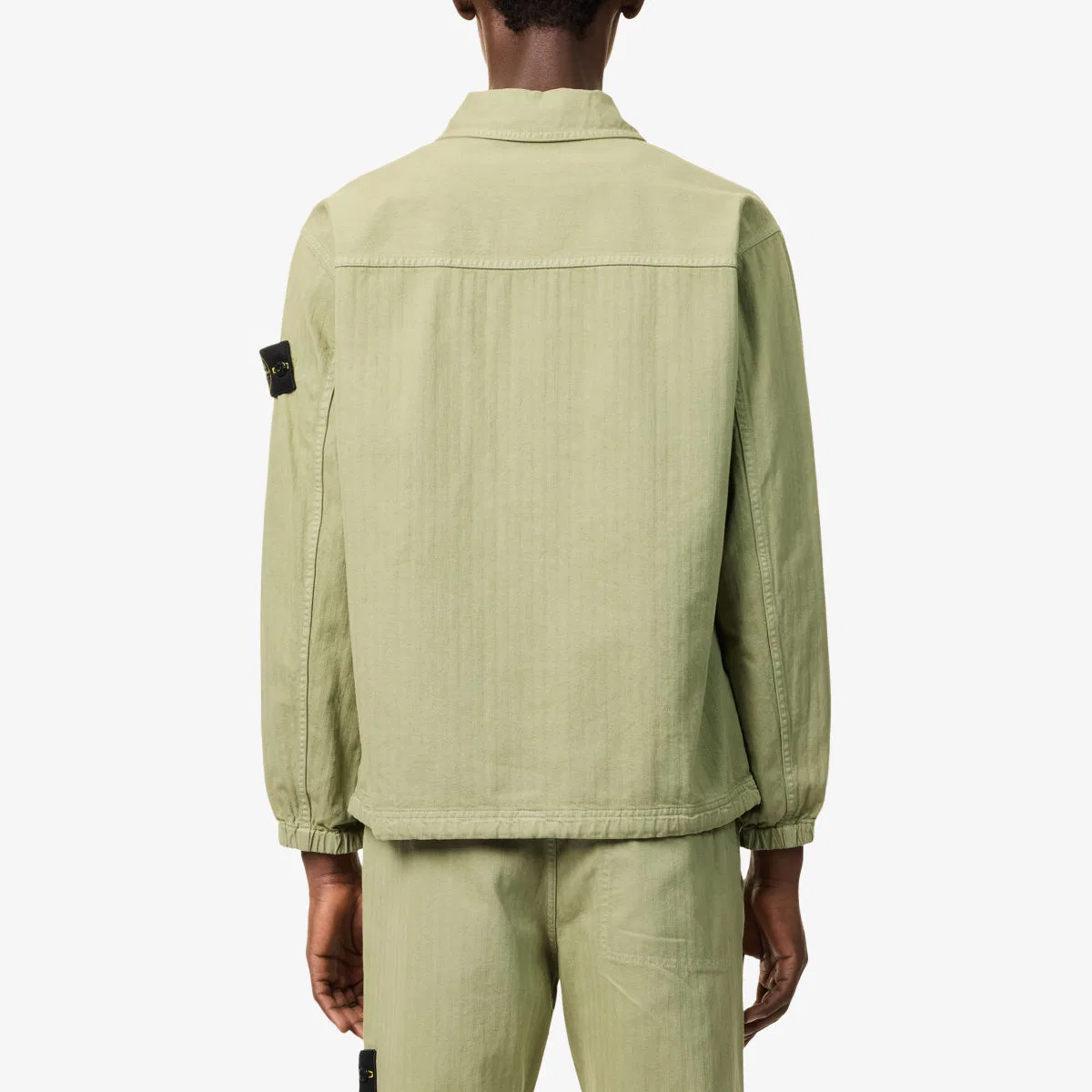 Хлопковая рубашка-накидка compass-badge в елочку Stone Island, зеленый — фото 4