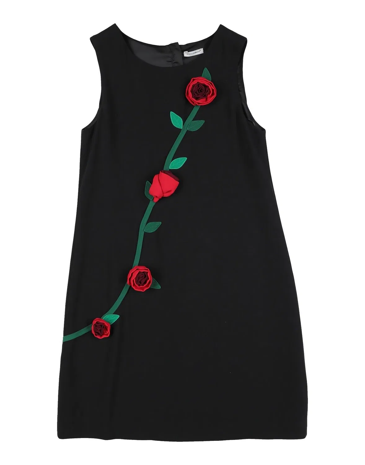 Детское платье для девочек из крепа с аппликациями Dolce&Gabbana, черный