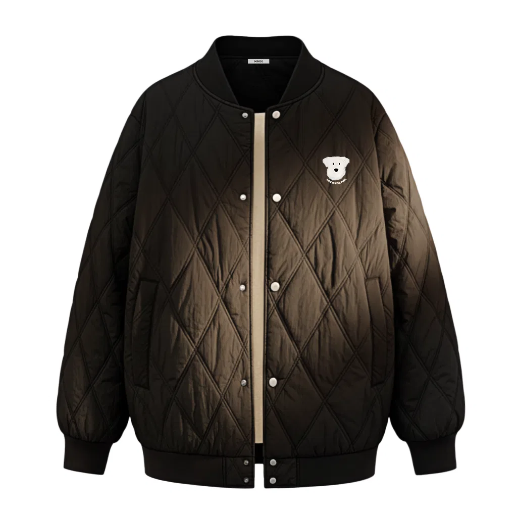 Детский пуховик с принтом Ma Pin Puppy Chest Logo MINISO, Black (Fleece-Lined Fall Winter)