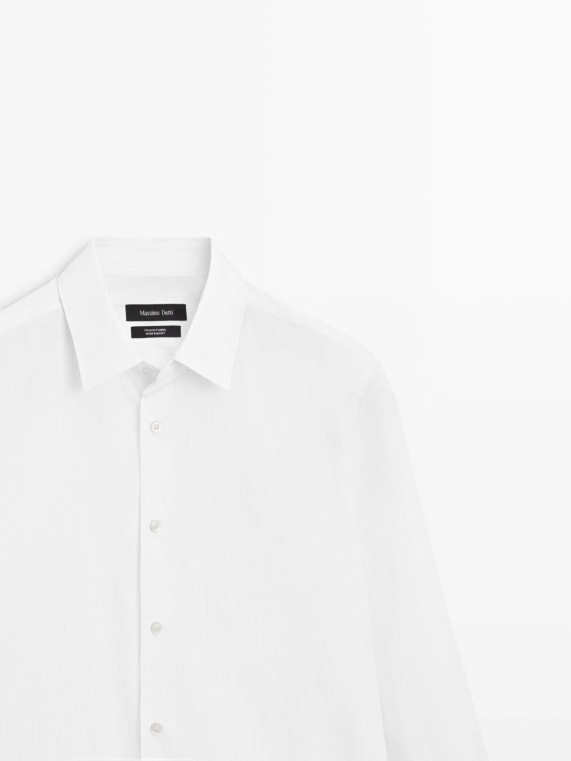 Рубашка приталенного кроя из 100% хлопкового поплина Massimo Dutti, белый — фото 4