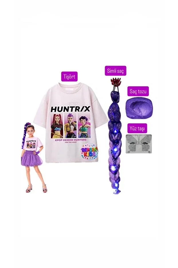 Детская футболка для девочек с принтом Kpop rumi huntrix demon slayers printed t-shirt Bemora Kids, Purple