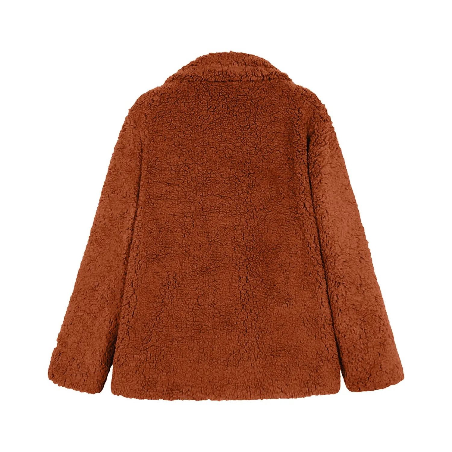 Женское пальто из флиса с отложным воротником Teddy Fleece Jacket, Orange — фото 3