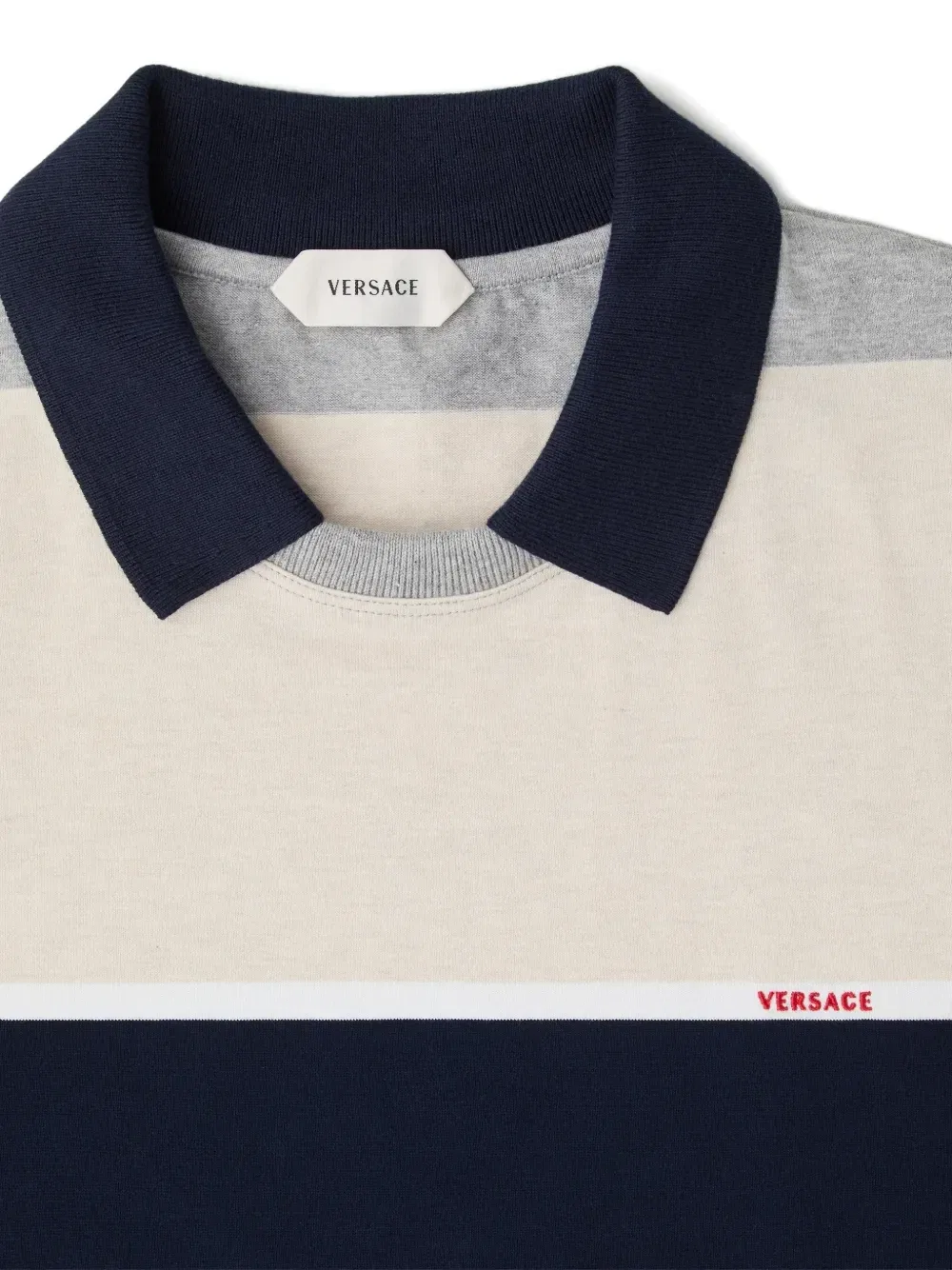 Полосатая футболка из джерси Versace, серый — фото 4