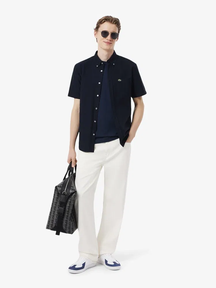 Футболка с коротким рукавом из льняной смеси LACOSTE, Navy — фото 4