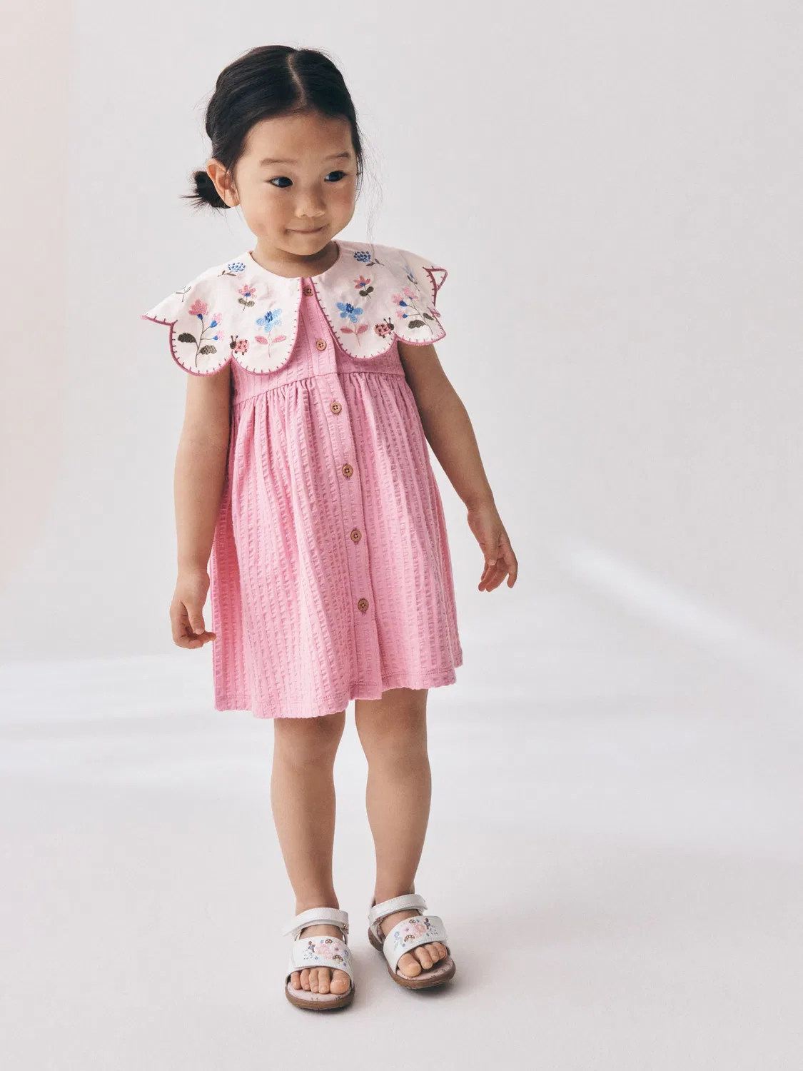 Платье летнее с воротником, Pink Collared Summer Dress Next, розовый