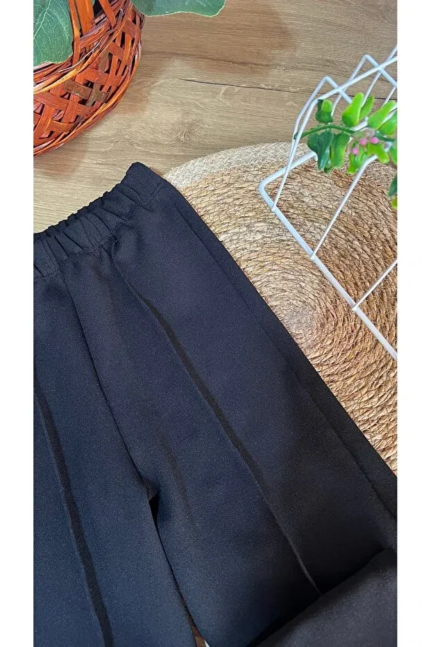 Детские брюки для девочек с широкой штаниной Basics Babyelisco, Black — фото 3