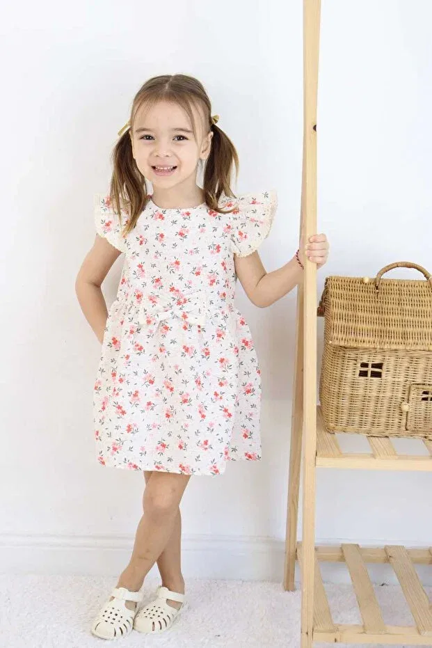 Детское платье для девочек с принтом floral Esila Kids, Red
