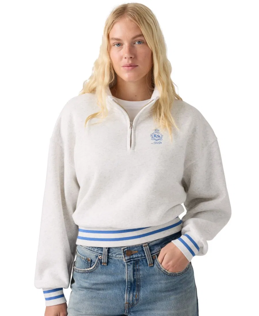 Свитшот женский с четверть-молнией Cotton-Blend Everyday Sweatshirt Levi's, Double Chest Crest Orbit Heather Gray