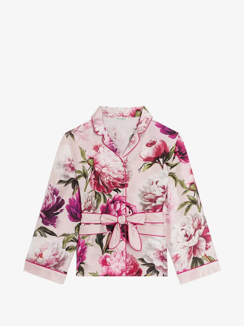 Рубашка из твила с цветочным принтом "пионы" Dolce & Gabbana Kids, розовый