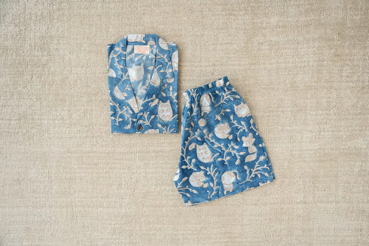 Комплект домашней одежды с натуральным индиго Mini Cozy Mamma Mimos, синий