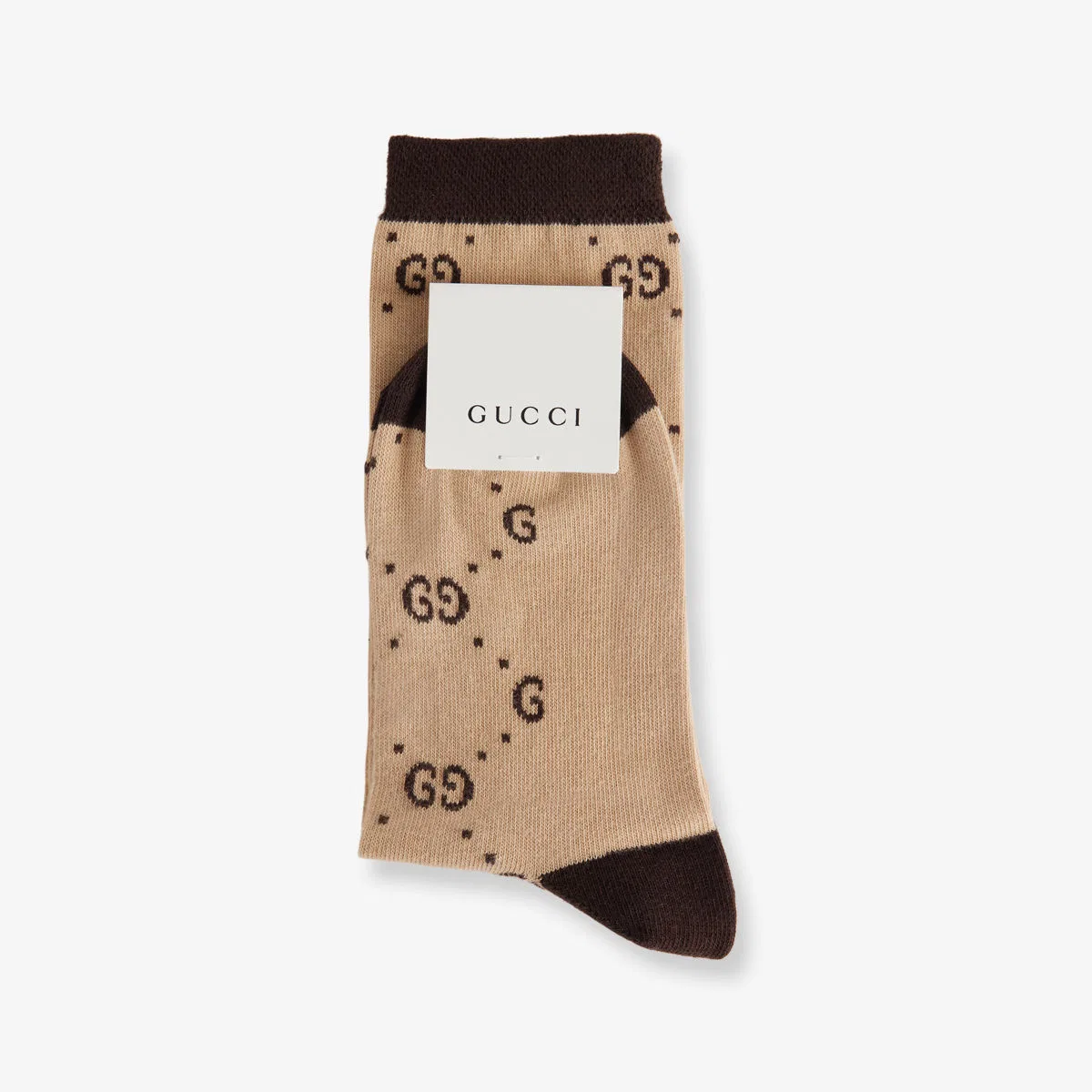 Носки из хлопковой смеси с принтом бренда Loggina, размер 6-12 лет Gucci, бежевый/темно-коричневый