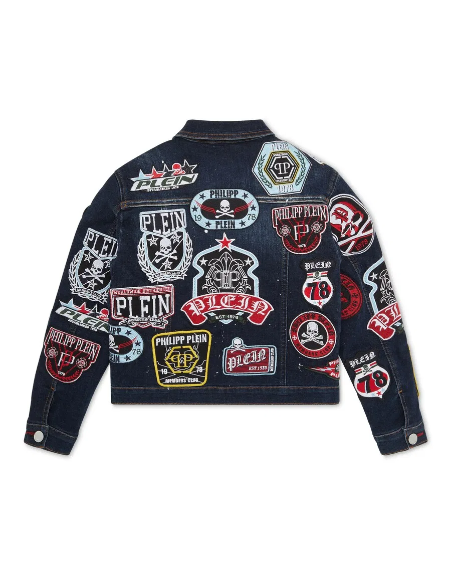 Куртка Philipp Plein межсезонья темно-синего цвета — фото 2