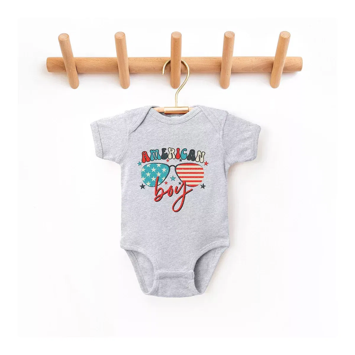 Детское боди с коротким рукавом American Boy Sunglasses The Juniper Shop, Heather Grey