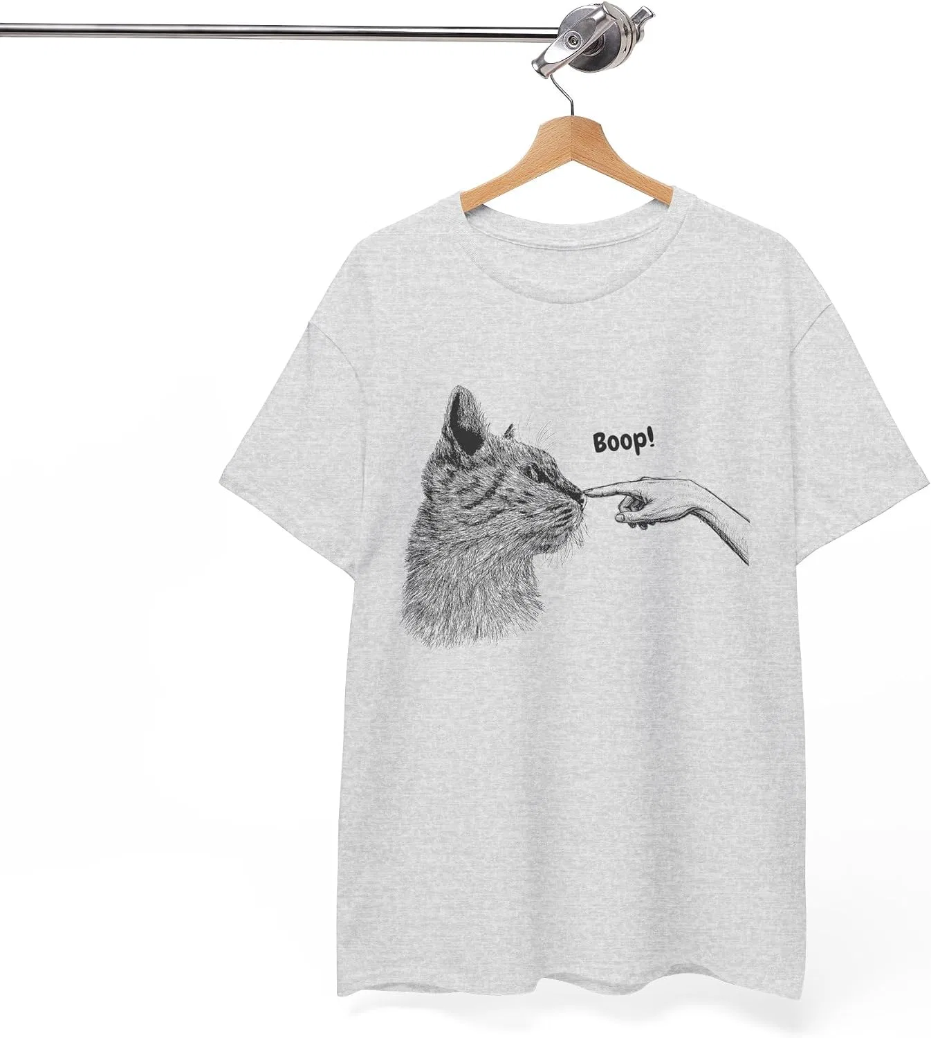 Женская футболка с принтом Boop Cat Graphic, Retro Meme Cute Pet Lover Tee, пепельный — фото 4