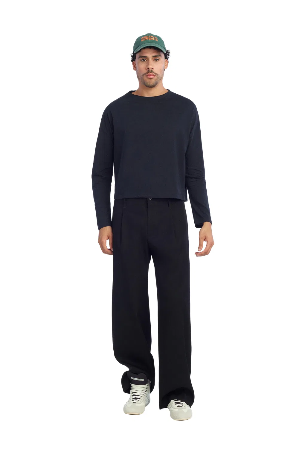 Укороченная футболка с длинным рукавом ZARA, Navy Blue