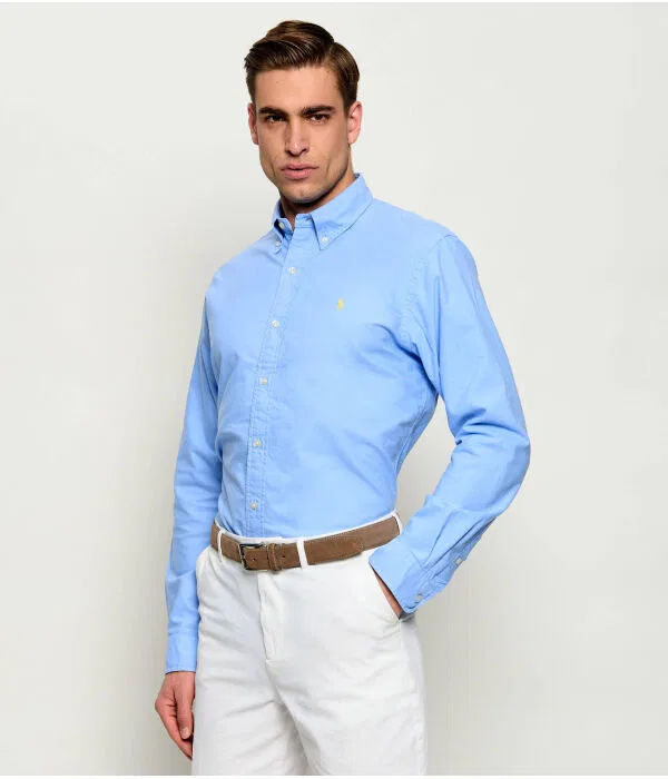 Мужская рубашка Regular Fit хлопковая Polo Ralph Lauren, синий