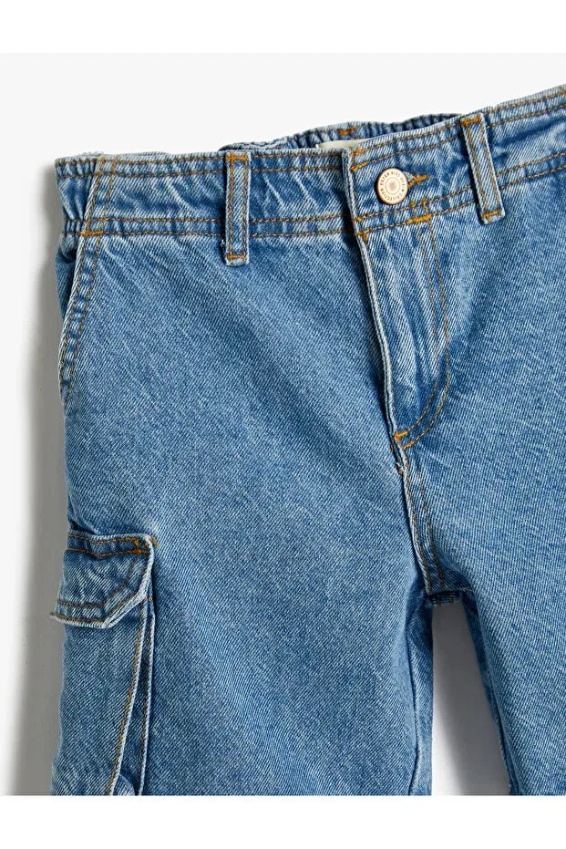 Детские шорты джинсовые с эластичным поясом Koton, Mid Indigo — фото 3