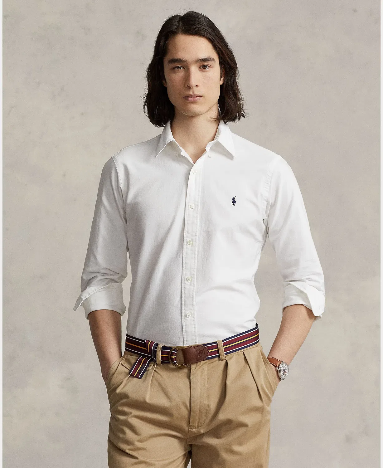 Мужская рубашка, Oxford Teñida Prenda Blanco/Azul Marino, Polo Ralph Lauren, белый