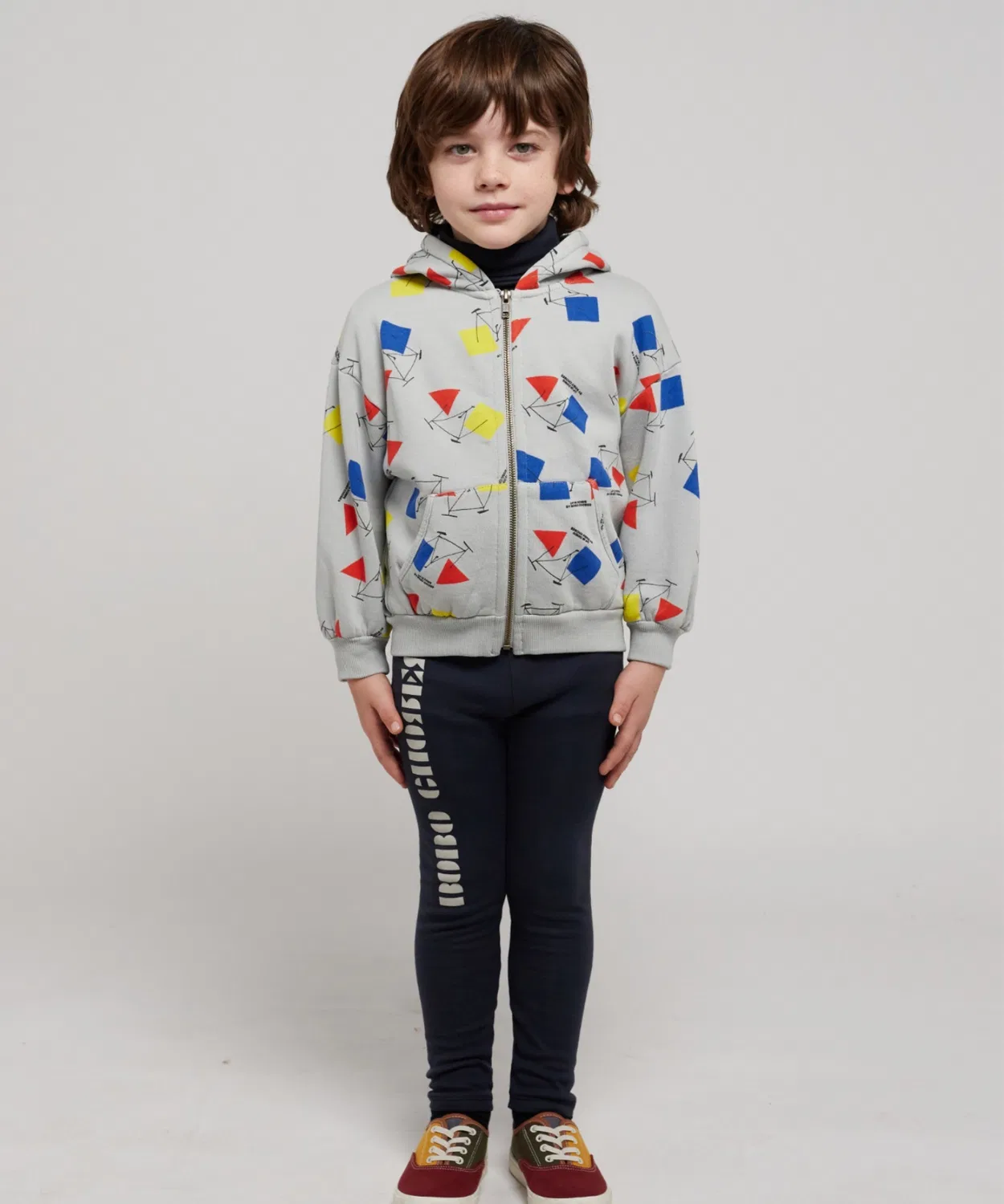 Детский худи на молнии с принтом Crazy Bicy BOBO CHOSES, Off White — фото 2