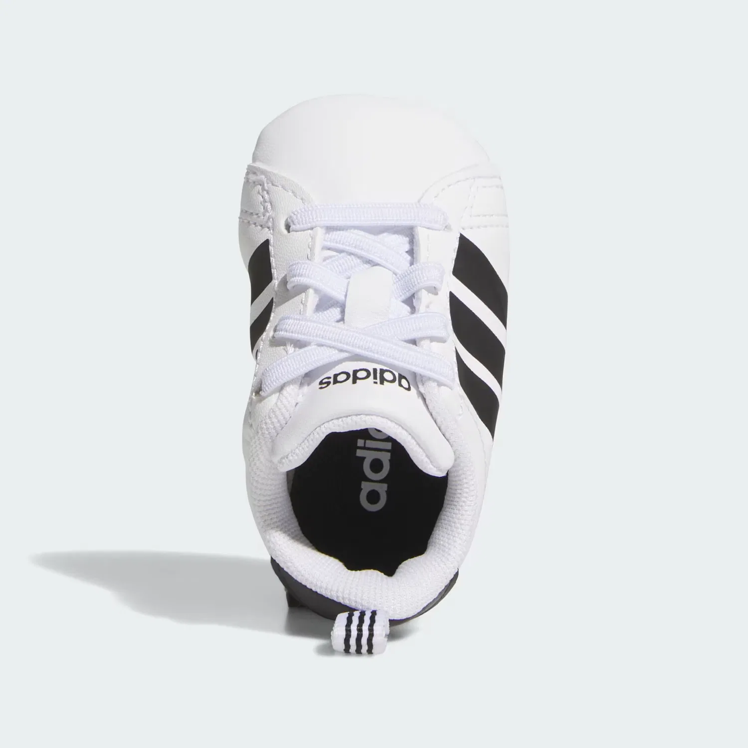 Детские кроссовки-пинетки на эластичных шнурках Grand Court Crib Adidas Sportswear, белый/черный — фото 2