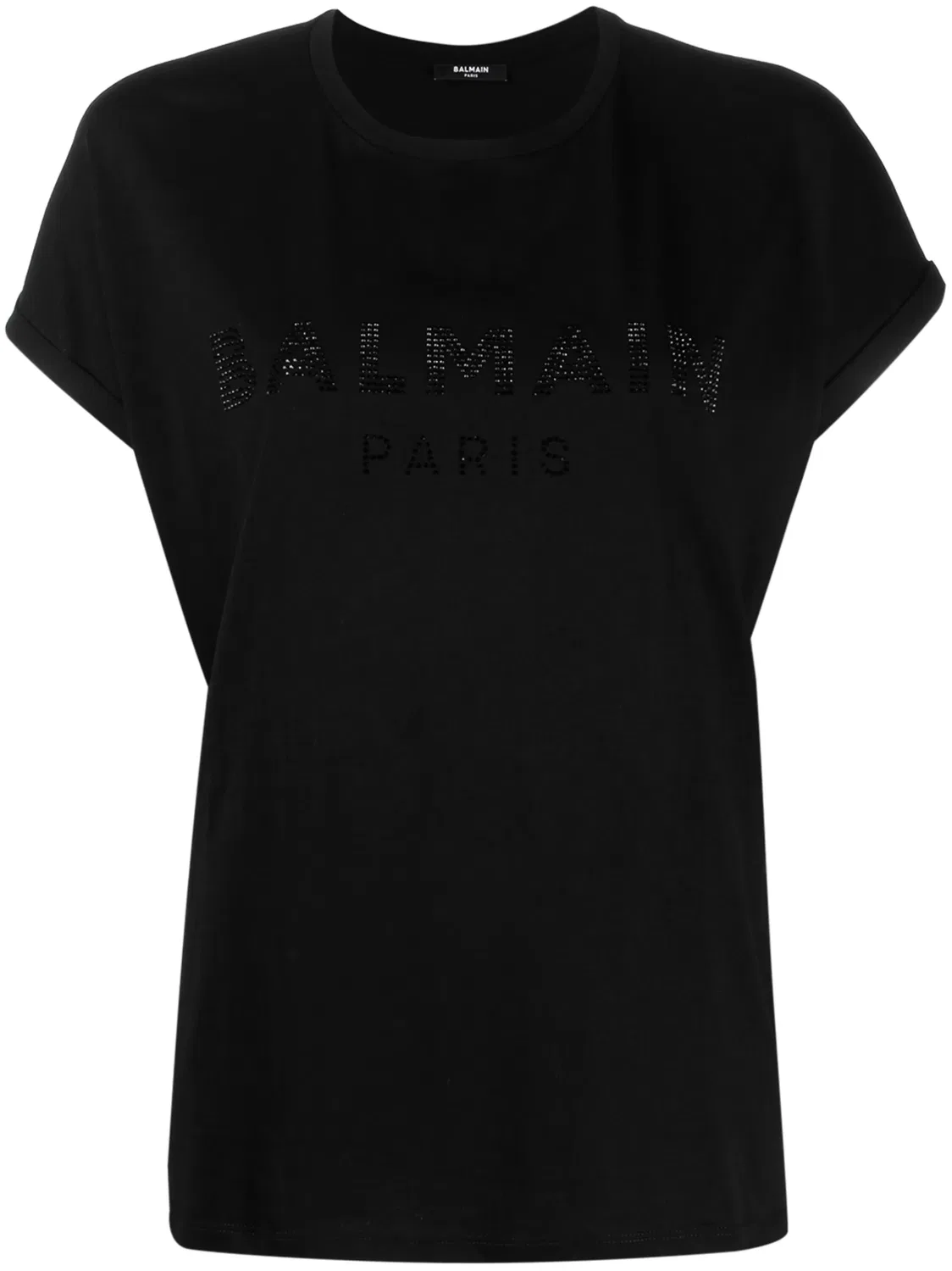 Футболка с украшенным логотипом Balmain, черный