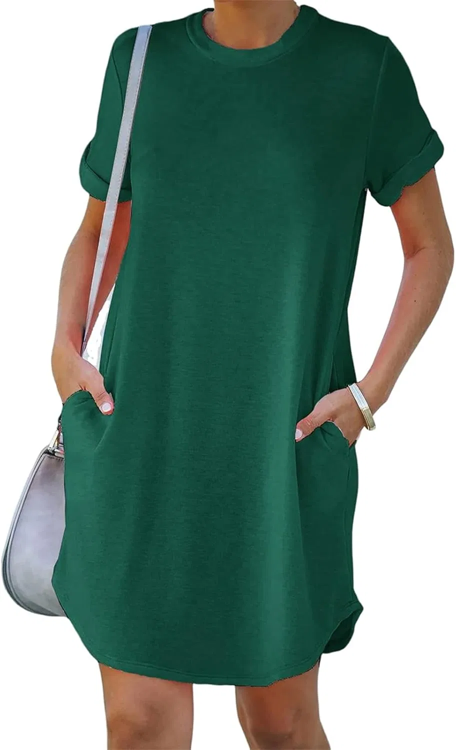 Женское мини-платье футболка с коротким рукавом, Green