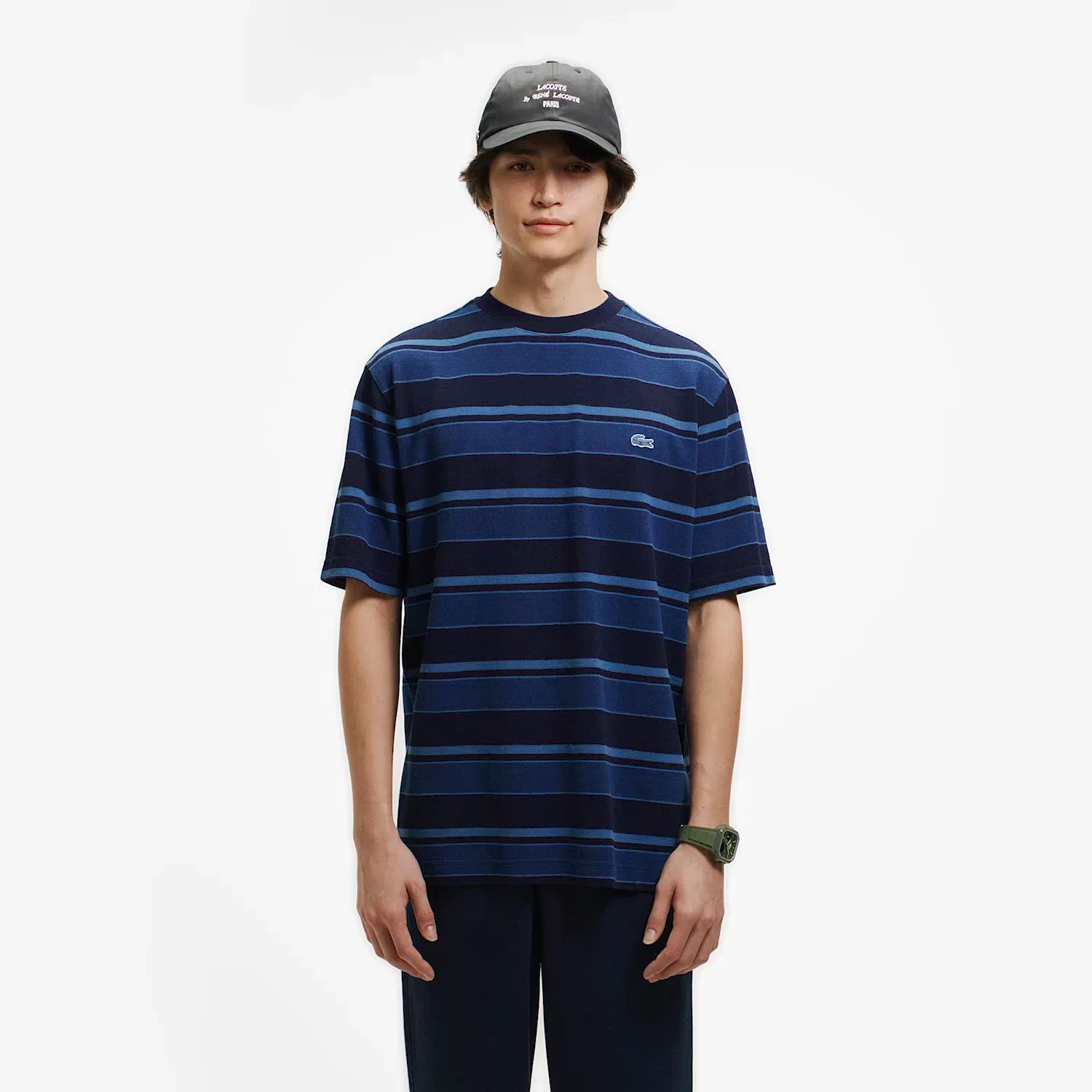 Мужская футболка с длинным рукавомIndigo Border LACOSTE, Indigo Blue — фото 2