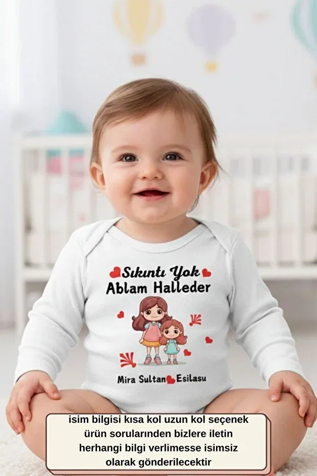 Детская футболка для девочек с принтом Big Sister T-Shirt And Baby Onesie Asilcomkids, White — фото 3
