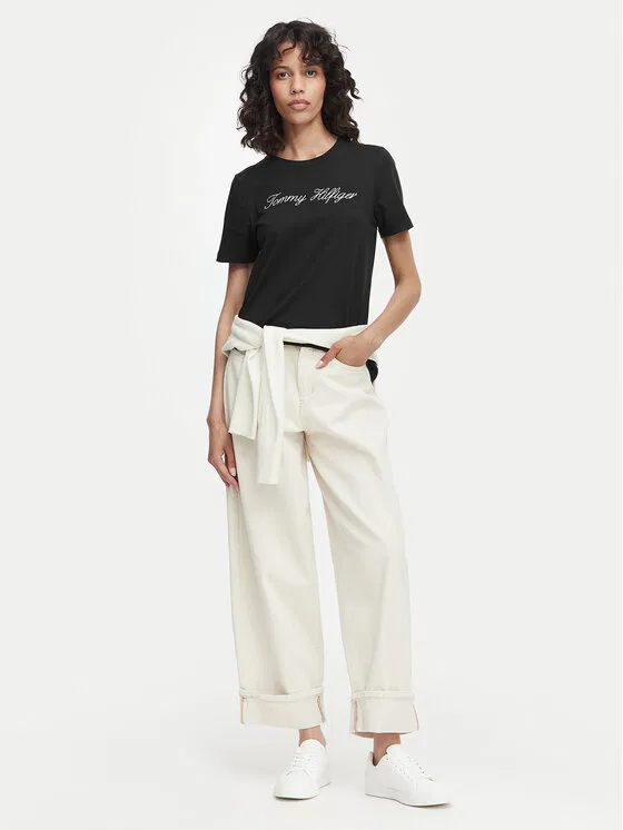 Футболка regular fit Script Tommy Hilfiger, черный — фото 2