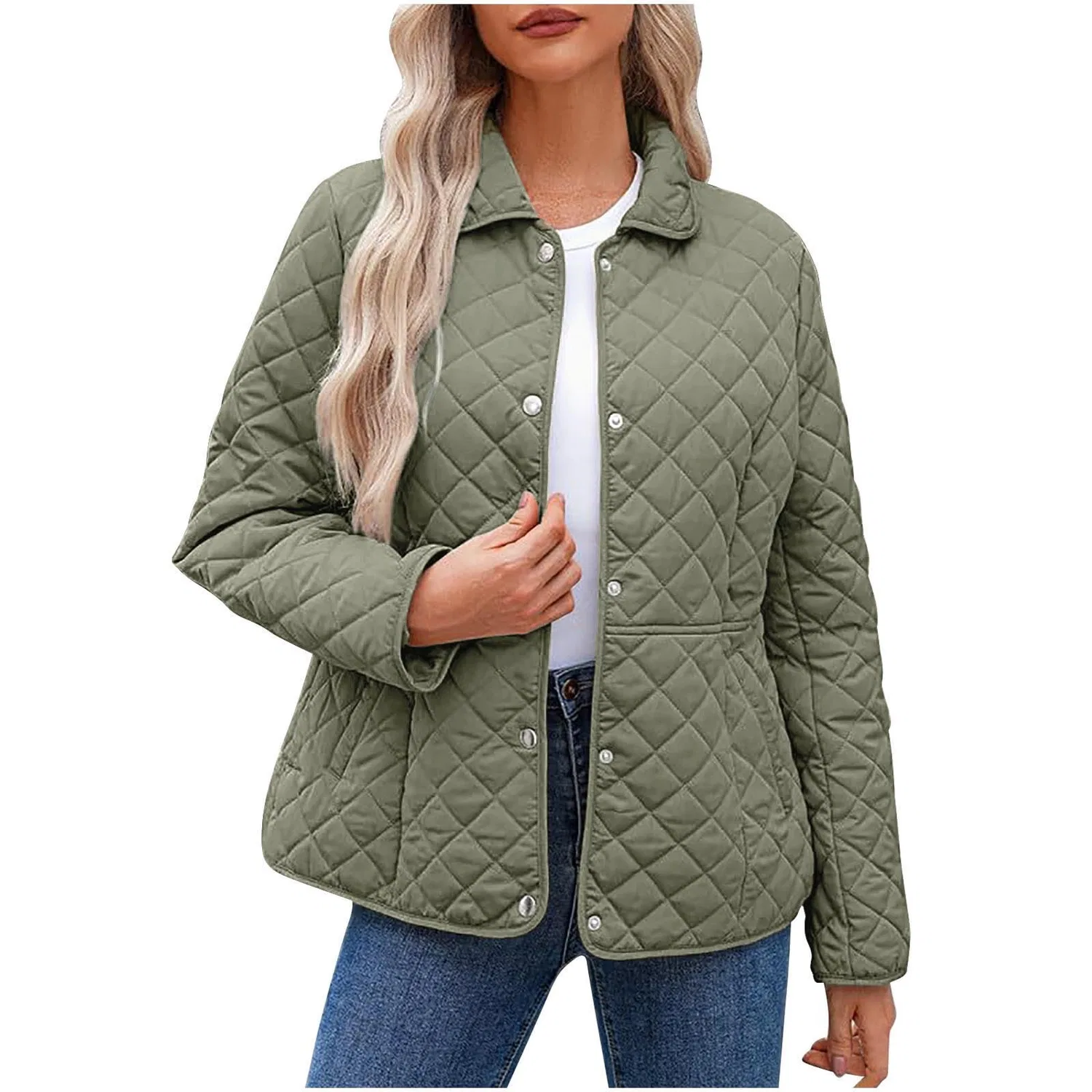 Женская куртка стеганая с длинным рукавом, Army Verde