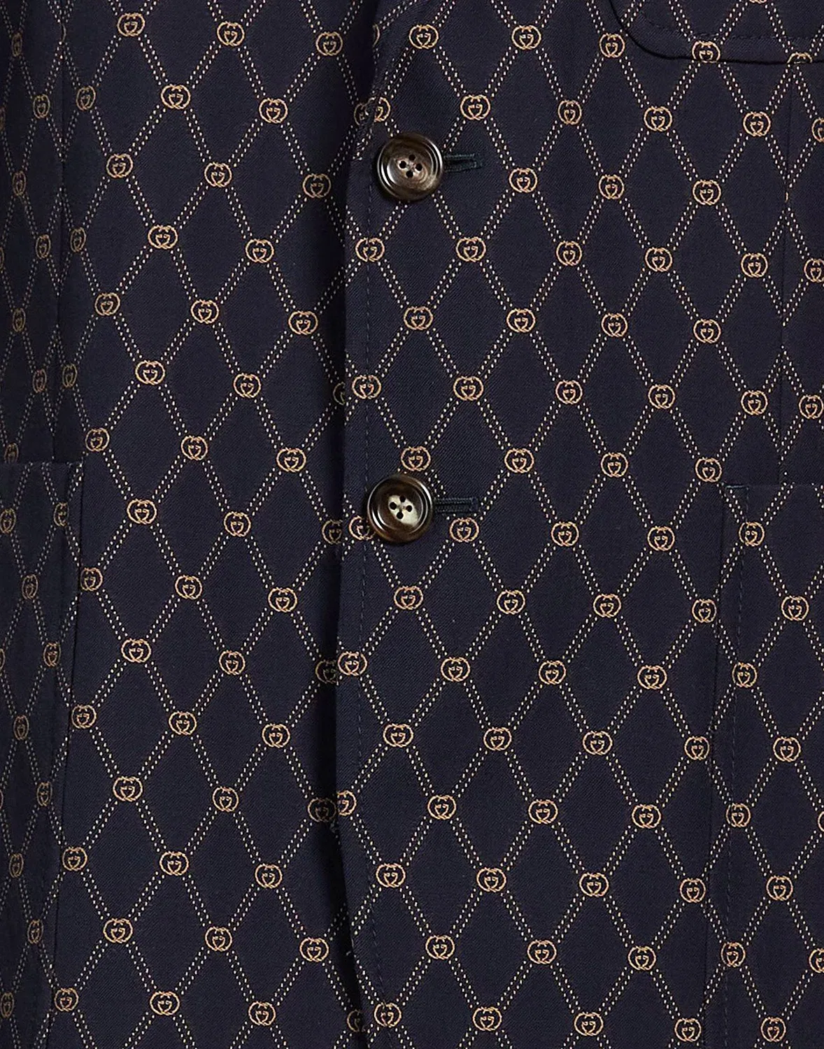 Пиджак мужской однобортный Gucci шерстяной с принтом, темно-синий — фото 4