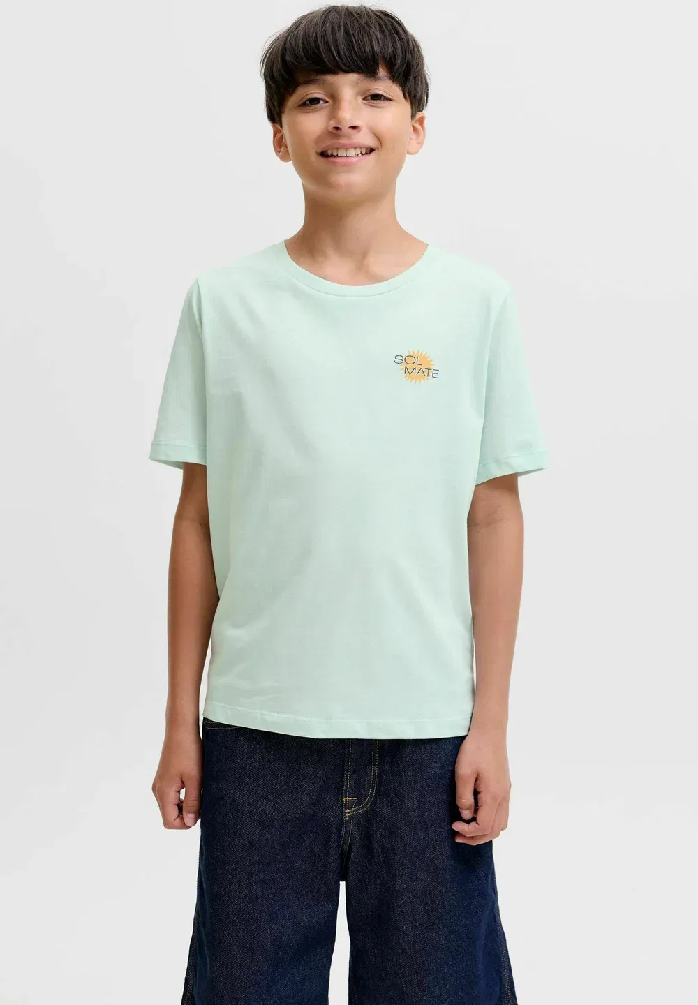 Футболка с принтом на спине, футболка для мальчиков - футболка с принтом Jack & Jones Junior, Pale Blue — фото 3