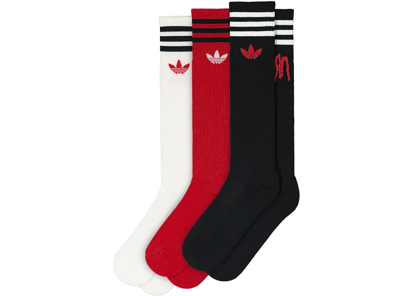 Мужские носки с принтом набор 3 пары Adidas, White/Black/Better Scarlet