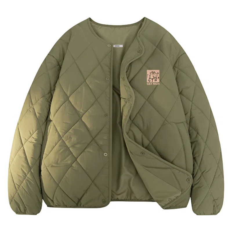 Детская пуховая куртка с принтом MINISO, Gray Green (Prosperity and Fortune Chest Logo)