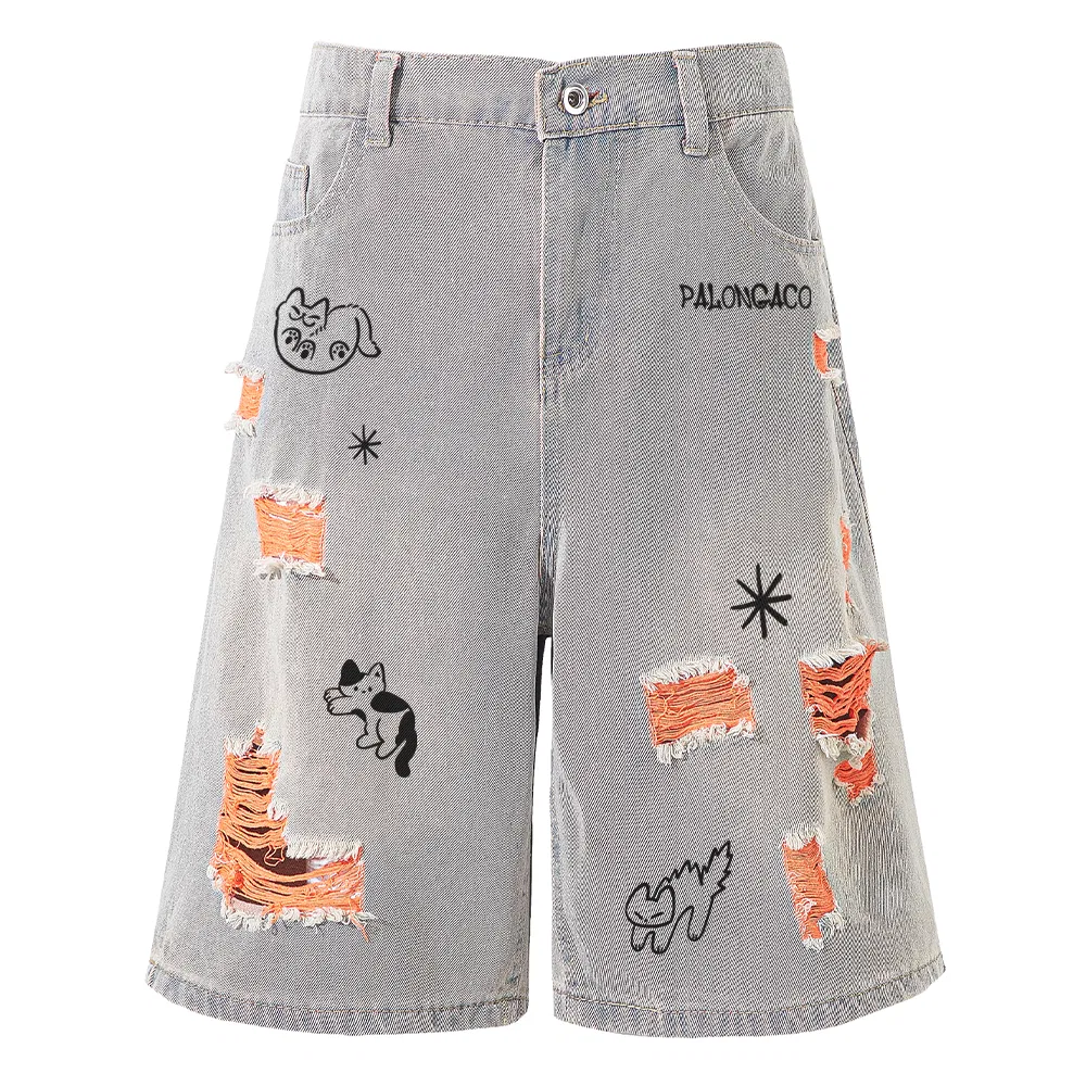 Детские джинсовые шорты свободного кроя с широкими штанинами Denim Shorts Unisex Moderate Wide Leg Pants, PAL ONGACO, Purple — фото 3