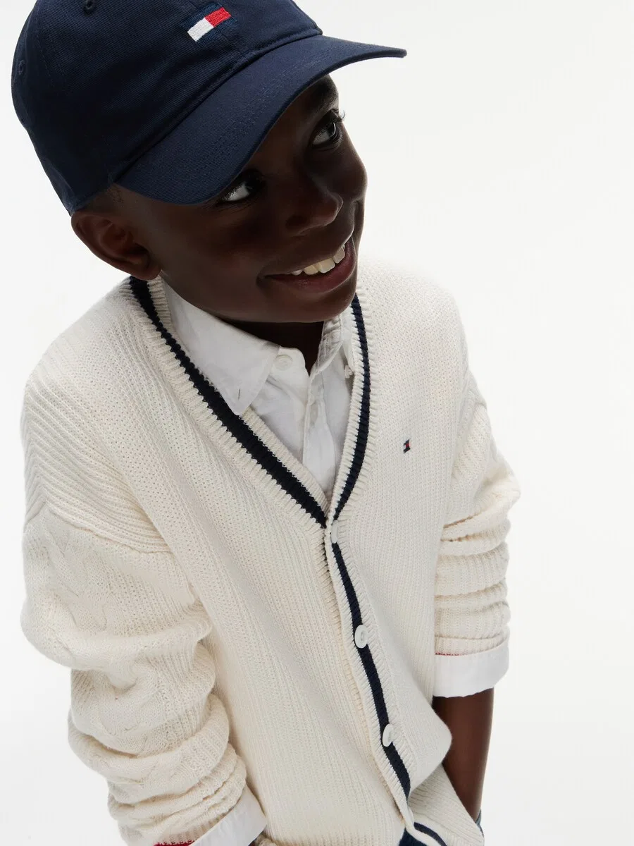 Вязаный кардиган TOMMY HILFIGER цвета слоновой кости — фото 3