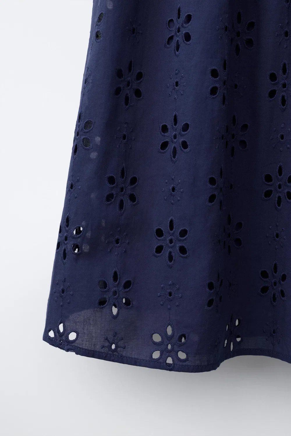 Юбка миди с вышивкой Шиффли ZARA, Navy Blue — фото 4