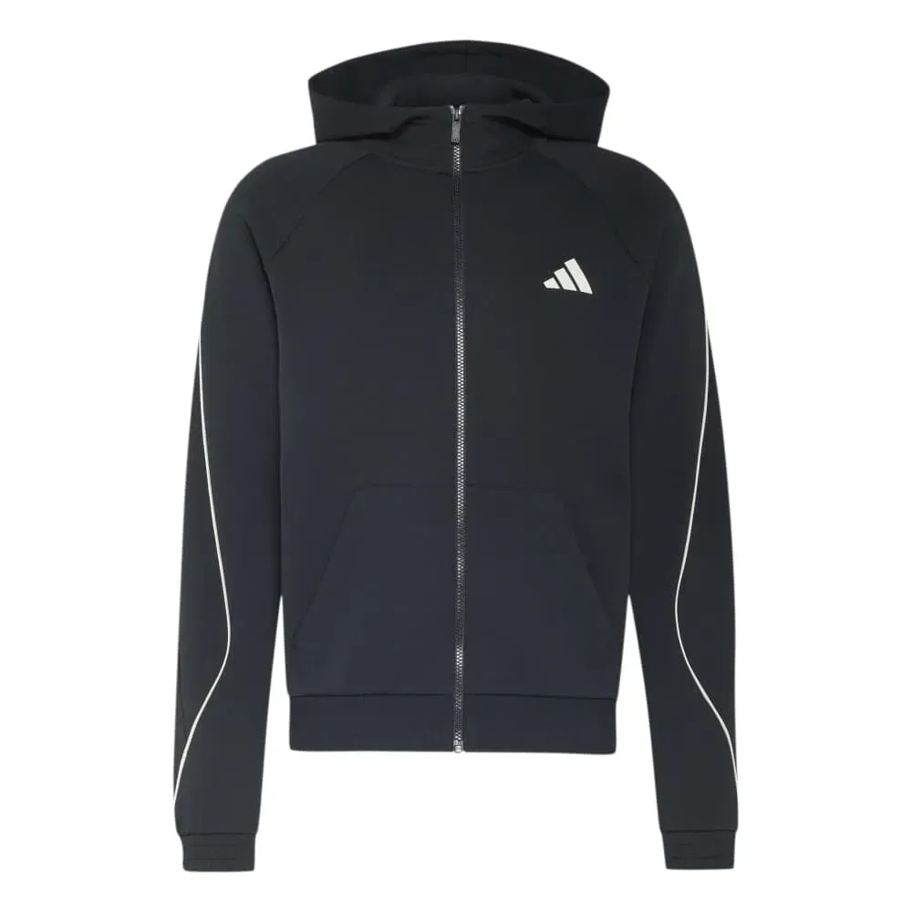 Мужской свитшот с капюшоном и полной застежкой-молнией Stadium Small Logo Adidas, Black — фото 3