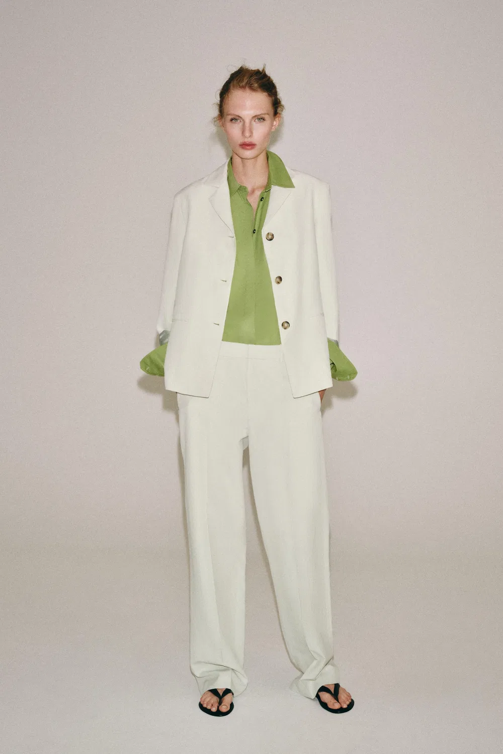 Блейзер прямого кроя из льняной смеси от ZW COLLECTION ZARA, Ice