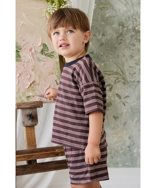 Детские шорты из слэб-хлопка Regal Stripe JAMIE KAY, Коричневый — фото 3