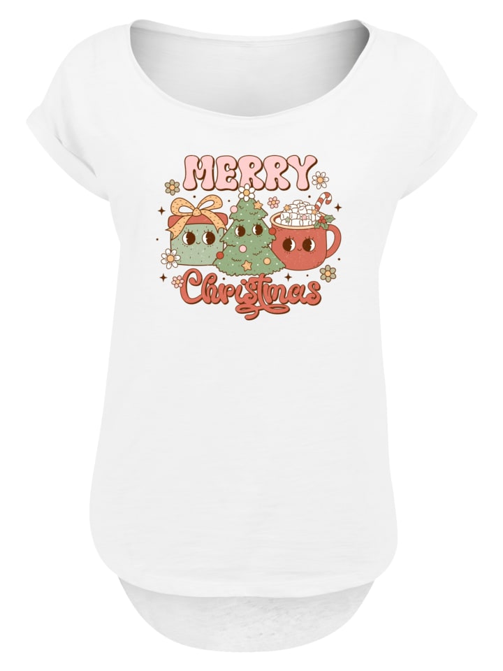 

Футболка F4NT4STIC Long Cut T-Shirt Merry Weihnachten Cozy And Cute, белый