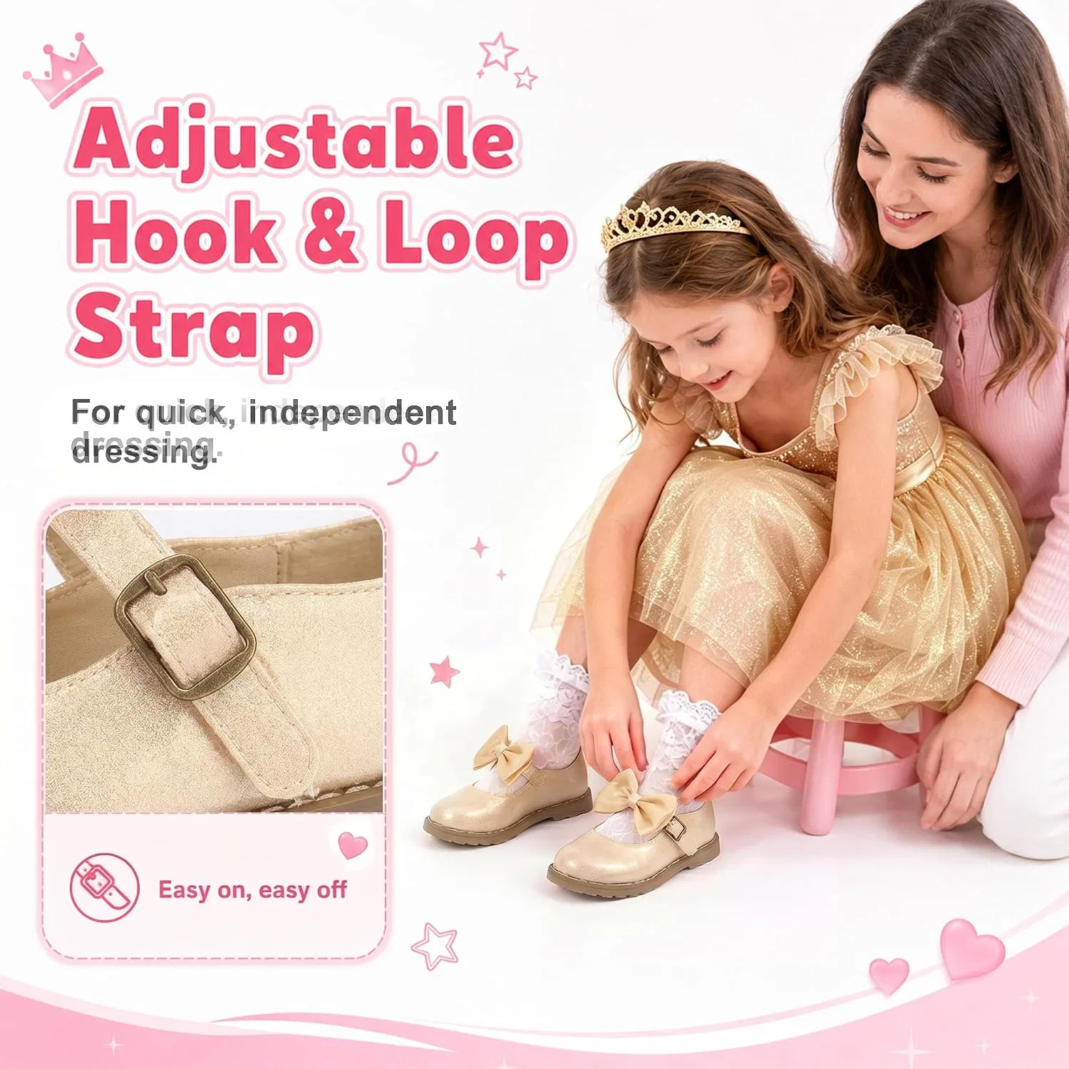 Детские туфли для девочек Мэри Джейн shoeslocker, Gold — фото 4