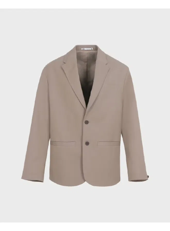 Пиджак делового стиля с длинным рукавом, приталенный, Zara, коричневый