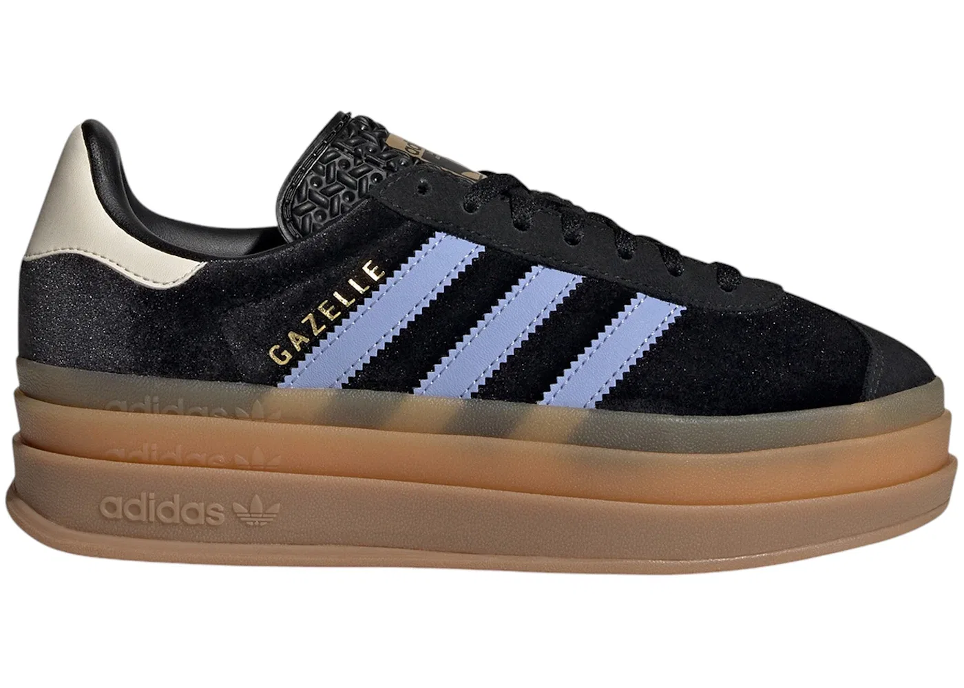 Детские кроссовки Lifestyle с утолщенной подошвой Adidas Gazelle Bold, Core Black Blue Spark Wonder White
