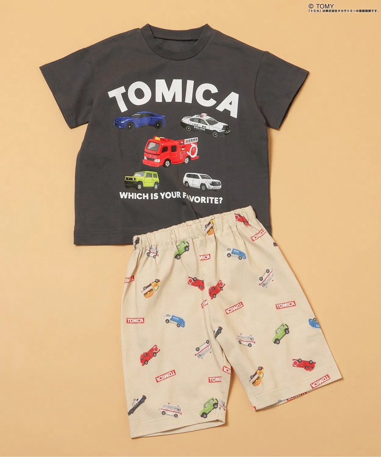 Детская пижама с принтом TOMICA BREEZE, Charcoal